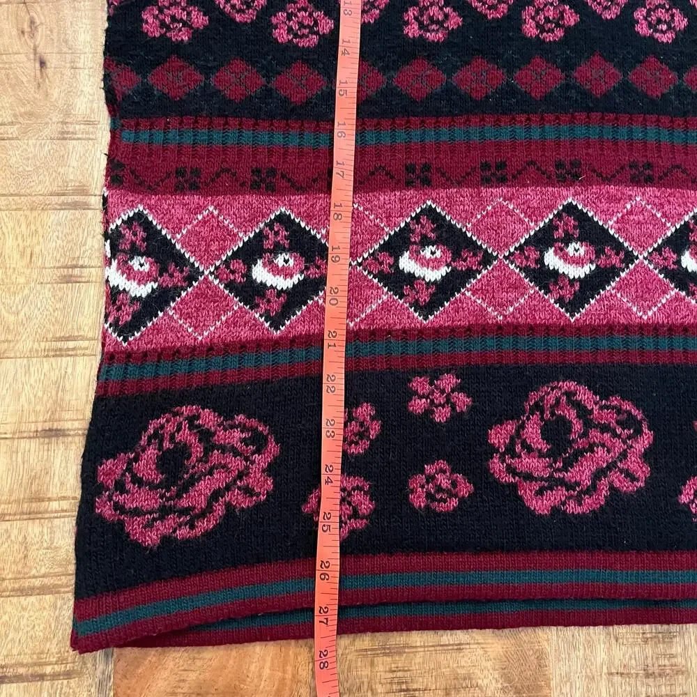 Vintage Cottagecore Turtleneck‎ Sweater Small Rose Floral Tunic Chunky Knit USA